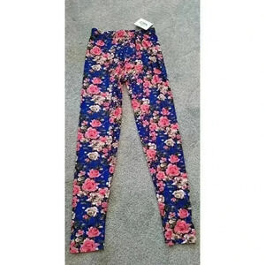 Infinity Raine Leggings Women Stretch Floral Pink Coral Roses New One Si…
